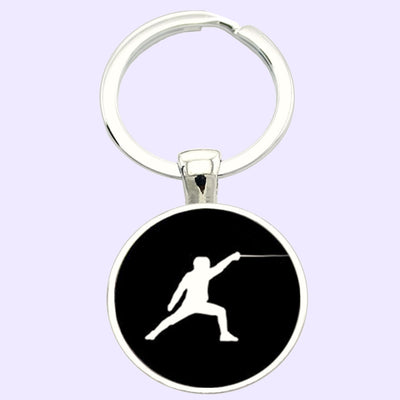 Bassin and Brown Fencing Keyring - Black and White