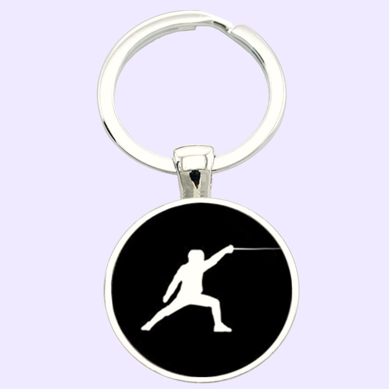 Bassin and Brown Fencing Keyring - Black and White