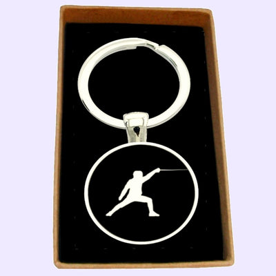 Bassin and Brown Fencing Keyring - Black and White