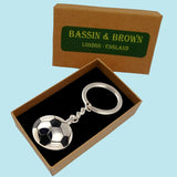 Bassin and Brown - Football Keyring -  Silver and Black