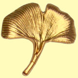 Bassin and Brown Ginkgo Biloba Leaf Jacket Lapel Pin - Gold