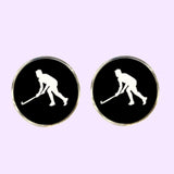 Bassin and Brown Hockey Player Cufflinks - Black and White