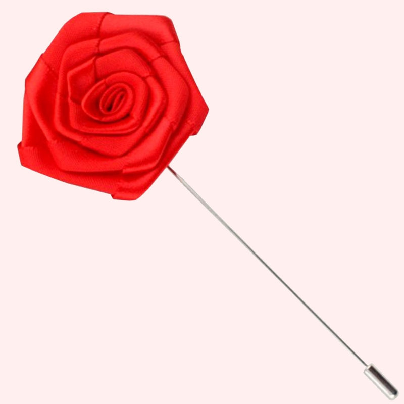 Bassin and Brown Rose Red Jacket Lapel Pin - 4cm Diameter