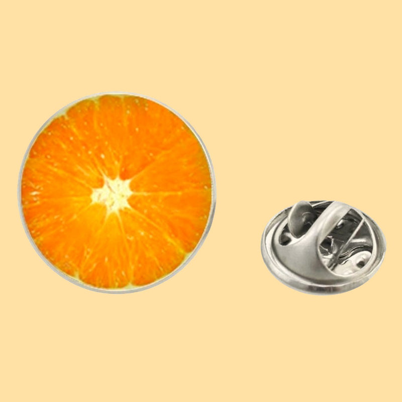 Bassin and Brown Orange Fruit Jacket Lapel Pin