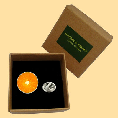 Bassin and Brown Orange Fruit Jacket Lapel Pin