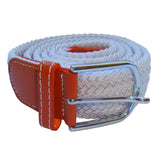 Bassin and Brown Plain Woven Belt - White