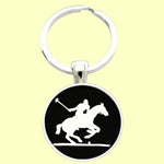 Bassin and Brown Polo Player Keyring - Black and White