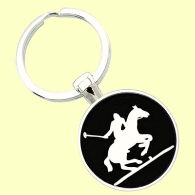 Bassin and Brown Polo Player Keyring - Black and White