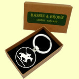 Bassin and Brown Polo Player Keyring - Black and White