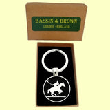 Bassin and Brown Polo Player Keyring - Black and White