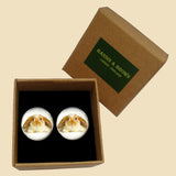 Bassin and Brown Rabbit Cufflinks - Beige and White