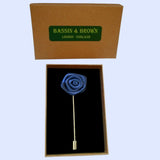 Bassin and Brown Rose Navy Jacket Lapel Pin