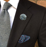 Bassin and Brown Gingham Check Lapel Pin - Grey/White