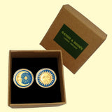 Bassin and Brown Sun and Crescent Moon Cufflinks - Blue and Yellow