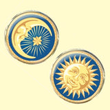 Bassin and Brown Sun and Crescent Moon Cufflinks - Blue and Yellow