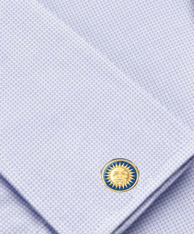 Bassin and Brown Sun and Crescent Moon Cufflinks - Blue and Yellow
