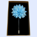 Bassin and Brown Spotted  Flower Jacket Lapel Pin - Blue and White
