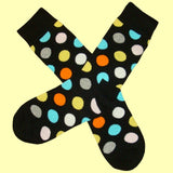 Bassin and Brown Spotted Multi Coloured Socks - Black, Orange, Lemon, Grey and White