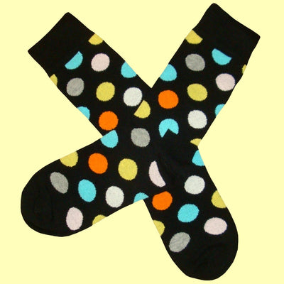 Bassin and Brown Spotted Multi Coloured Socks - Black, Orange, Lemon, Grey and White