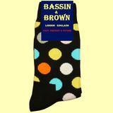 Bassin and Brown Spotted Multi Coloured Socks - Black, Orange, Lemon, Grey and White