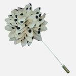 Bassin and Brown Spotted  Flower Jacket Lapel Pin - White/Black