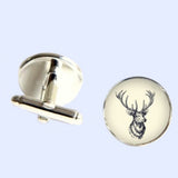 Bassin and Brown Stags Head Cufflinks - White and Black