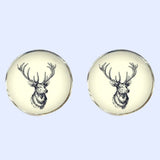 Bassin and Brown Stags Head Cufflinks - White and Black