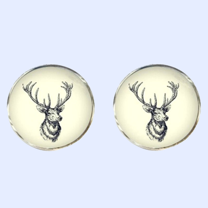 Bassin and Brown Stags Head Cufflinks - White and Black