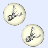 Bassin and Brown Stags Head Cufflinks - White and Black