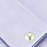 Bassin and Brown Stags Head Cufflinks - White and Black