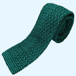 Bassin and Brown Silk Knitted Tie - Green Chevron Design