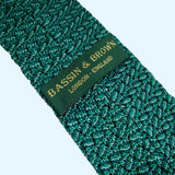Bassin and Brown Silk Knitted Tie - Green Chevron Design