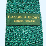 Bassin and Brown Silk Knitted Tie - Green Chevron Design