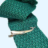Bassin and Brown Silk Knitted Tie - Green Chevron Design