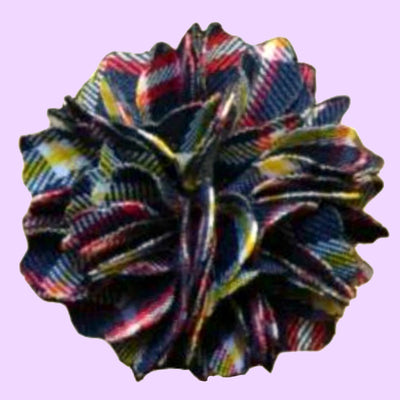 Bassin and Brown Tartan Jacket Lapel Pin - Navy/Red/Yellow