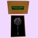 Bassin and Brown Tartan Jacket Lapel Pin - Navy/Red/Yellow