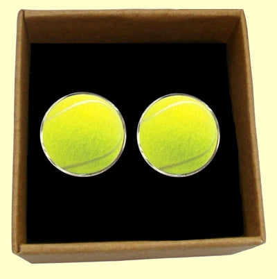 Bassin and Brown Tennis Ball Cufflinks - Yellow