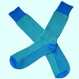 Bassin and Brown - Vertical Stripe Cotton Socks - Blue and Green