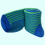 Bassin and Brown - Vertical Stripe Cotton Socks - Blue and Green
