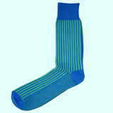 Bassin and Brown - Vertical Stripe Cotton Socks - Blue and Green