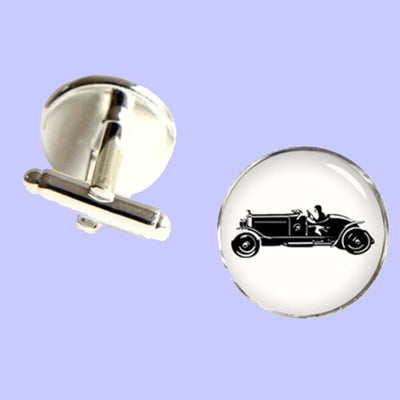 Bassin and Brown Vintage Motorcar Cufflinks- White/Black