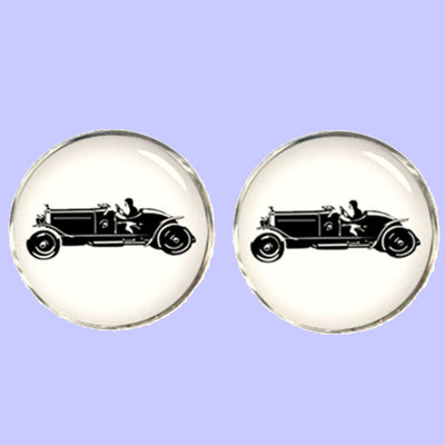 Bassin and Brown Vintage Motorcar Cufflinks- White/Black
