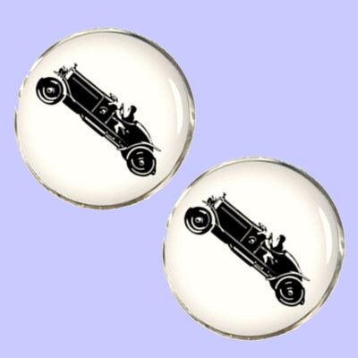 Bassin and Brown Vintage Motorcar Cufflinks- White/Black