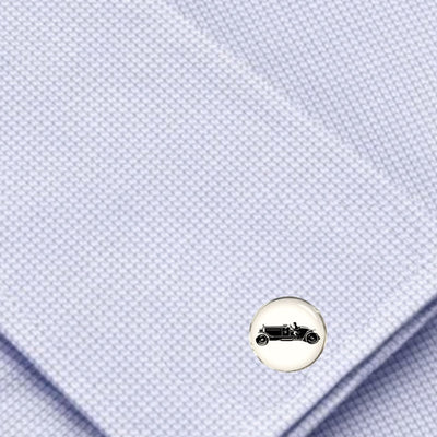 Bassin and Brown Vintage Motorcar Cufflinks- White/Black