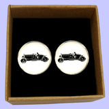 Bassin and Brown Vintage Motorcar Cufflinks- White and Black