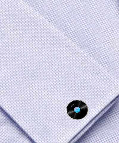 Bassin and Brown Vinyl Disc Cufflinks - Black and Blue