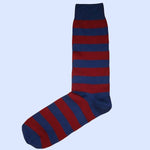 Bassin and Brown Hooped Stripe Cotton Socks - Wine/Deep Blue