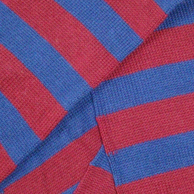 Bassin and Brown Hooped Stripe Cotton Socks - Wine/Deep Blue