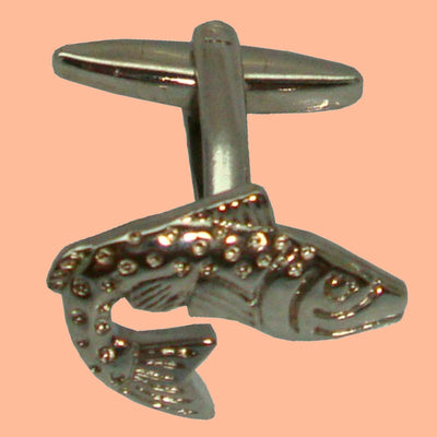 Bassin and Brown Salmon Fish Cufflinks - Silver