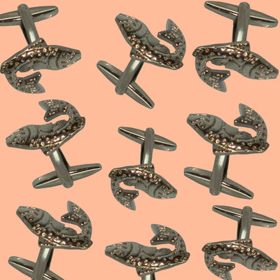 Bassin and Brown Salmon Fish Cufflinks - Silver